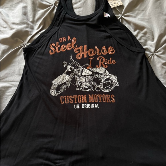 liberty Tops - Liberty Wear Black and Orange Graphic Tank